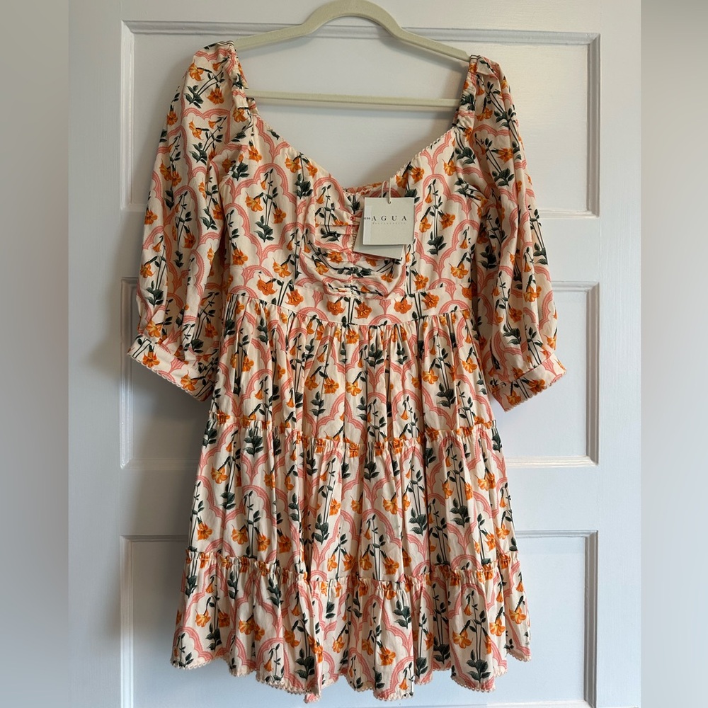 Agua by Agua Bendita Orange and Pink Floral Dress